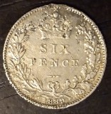 Moneda Regatul Unit - 6 Pence 1889 - Argint