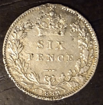 Moneda Regatul Unit - 6 Pence 1889 - Argint foto