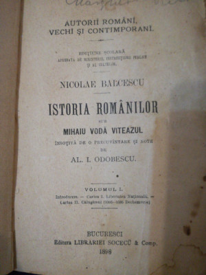 Nicolae Balcescu, 1898, Istoria Romanilor sub Mihaiu Voda Viteazul, Al Odobescu foto
