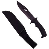 Cumpara ieftin Cutit Vanatoare IdeallStore Tactical Rambo 32cm Negru, Otel Inoxidabil 440, Teaca Cordura Inclusa