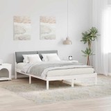 vidaXL Cadru de pat Alb și gri deschis 160 x 200 cm Lemn masiv de pin 878528