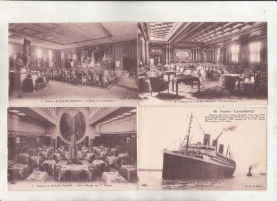 bnk cp Franta - Transatlanticul Ile-de-France - lot 15 carti postale interbelice necirculate foto