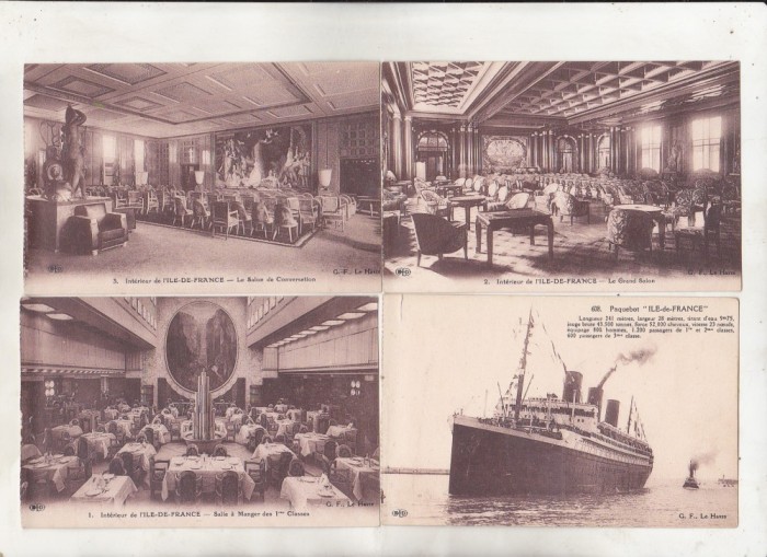 bnk cp Franta - Transatlanticul Ile-de-France - lot 15 carti postale interbelice necirculate