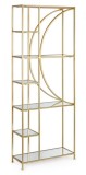 Raft din fier auriu cu 6 polite sticla Elenor 66 cm x 26 cm x 176 h