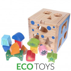 Set Joc Cub Educational de Sortare si Recunoastere Forme pentru Copii, Dimensiuni 15x15cm foto