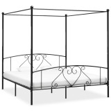 Cumpara ieftin Cadru de pat cu baldachin, negru, 180 x 200 cm, metal