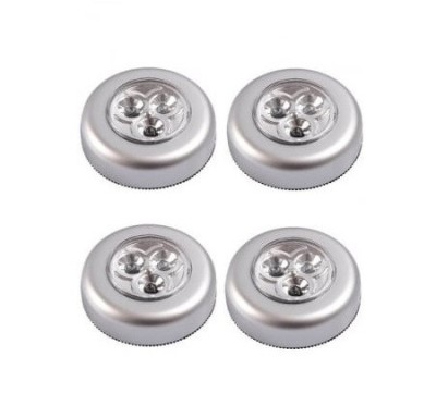 Set 4x Lampa universala autoadeziva cu 3 LED-uri, utilizare baterii de tip AAA - Argintiu foto
