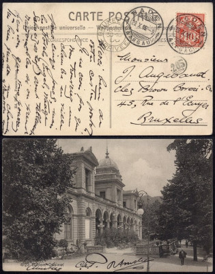 Switzerland 1906 Old postcard stationery Baden to Brussels Belgium DB.287 foto