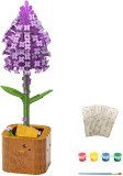 Set creativ DIY floare decorativa din lemn pentru asamblare si pictura, 162 piese, Liliac, +6y