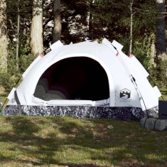 Gossi cort de camping 4 persoane, alb opac, setare rapida, tesatura