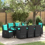 vidaXL Set de masă pentru grădină 9 pcs Negru Rattan poli 3381043