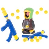 Jucarie interactiva de tras la tinta pentru copii, model ratusca, cu pistol cu aer si 10 cartuse din spuma, ecran LCD pentru scor, dezvoltarea coordon