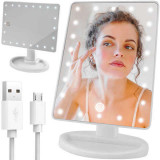 Oglindă cu Iluminare LED și Cablu USB Inclus, Alimentare Duală, Design Portabil