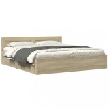 Cumpara ieftin Cadru de pat cu tablie stejar sonoma 200x200 cm lemn prelucrat