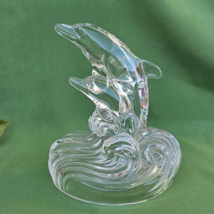 FIGURINA VINTAGE DIN CRISTAL MASIV, MODEL DELFIN