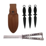 Cumpara ieftin Set Briceag fluture de antrenament si trei cutite de aruncat, Black Fury, IdeallStore&reg;, otel inoxidabil