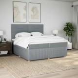 VidaXL Pat box spring cu saltea, gri deschis, 200x200 cm, textil 3294463