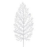 Crenguță Decorativă Crăciun, Ferigă Albă, Glitter Argintiu, 71 cm, Oem