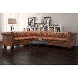 Cumpara ieftin Canapea colțar Chesterfield, 6 locuri, piele artificială, maro