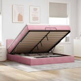 vidaXL Cadru de pat otoman cu saltele Roz 200x200cm catifea 3312577