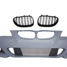 Bara Fata cu Grile Centrale Duble BMW Seria 5 E60 E61 (2007-2010) M-Technik Design fara Proiectoare Ceata Performance AutoTuning