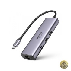 Hub USB-C UGREEN CM512 (60515) 2 x USB-A 3.0 - 1 x USB-C - 1 x HDMI - 1 x SD - 1 x microSD - RJ45 Gri