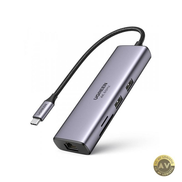Hub USB-C UGREEN CM512 (60515) 2 x USB-A 3.0 - 1 x USB-C - 1 x HDMI - 1 x SD - 1 x microSD - RJ45 Gri