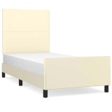 Cumpara ieftin Cadru de pat cu tablie, crem, 90x190 cm, piele ecologica