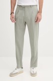 Sisley pantaloni culoarea verde, drept, 4KKQSF04Z