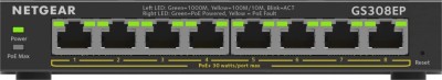 NETGEAR 8-Port Gigabit Ethernet PoE+ Plus Switch (GS308EP) Gestionate L2/L3 Gigabit Ethernet (10/100/1000) Power over Ethernet (PoE) Suport Negru foto
