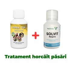 Tratament si prevenție tuse, horcăit la păsări Herba-Top Broncho 100 ml + Solvit Respiro 100ml