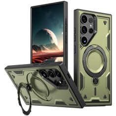 Husa military armour cu inel metalic, ALC MOBILE, compatibila cu Samsung Galaxy S25 Ultra, Verde