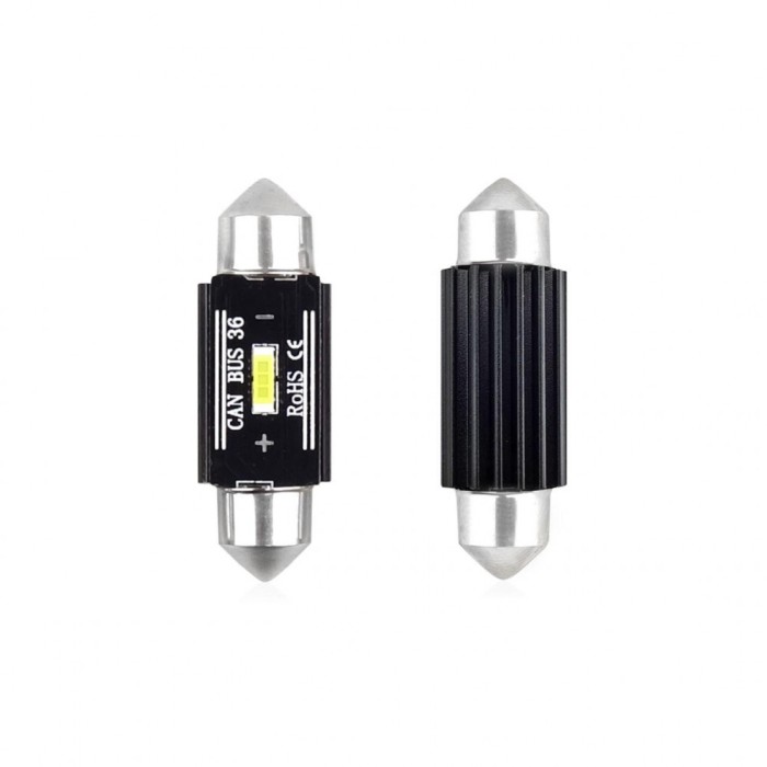 Set becuri auto cu LED CANBUS sofit compatibil C5W 1 SMD 36mm Alb 12/24V,