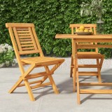 Set 2 Scaune Gradina Pliante vidaXL, Lemn Masiv Tec, 47x63x90cm, Rezistente, Design Modern