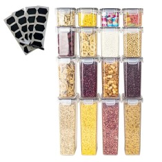 Set 16 recipiente de depozitare Koken, sigure pentru microunda/masina vase/congelator, etanșe, fara BPA, Transparente