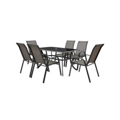 Set mobilier pentru gradina HECHT Honey Set 6, aluminiu/sticla, masa 150 x 90 x 72 cm, 6 x scaune 58 x 74 x 97 cm foto