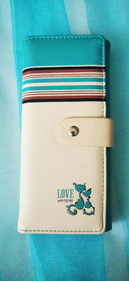 Portofel / Plic / Clutch Dama - MODEL Love Cats PISICA - Culoare Bleu foto