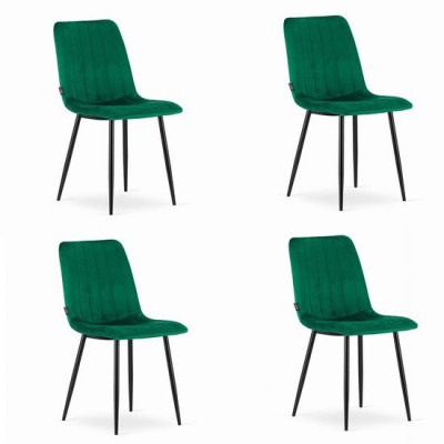 Set 4 scaune stil scandinav, Artool, Lava, catifea, metal, verde si negru, 43x51x90 cm GartenVIP DiyLine foto