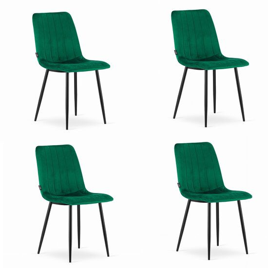 Set 4 scaune stil scandinav, Artool, Lava, catifea, metal, verde si negru, 43x51x90 cm GartenVIP DiyLine