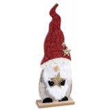 Figurina Mos Craciun lemn textil multicolor cm 13 x 5 x 36 H