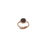 Cumpara ieftin Inel Argint 925 Placat Aur Roz, Cuart Fumuriu 8mm, Reglabil - Roua, Cutie Cadou Inclusa, Made in Italy