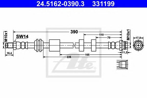 Conducta / cablu frana FORD GALAXY (WA6) (2006 - 2015) ATE 24.5162-0390.3