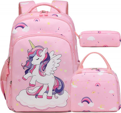 Popack Rucsac de școală unicorn pentru fete Impermeabil Rucsac pentru copii foto