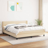 Cumpara ieftin Pat box spring cu saltea, crem, 160x200 cm, material textil