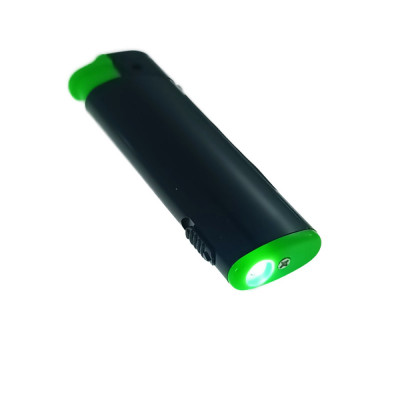 Bricheta cu LED, de buzunar, BRFL00051 Green, 81 x 25 x 10 mm, flacara reglabila, neagra cu verde foto