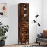 Dulap &icirc;nalt, stejar fumuriu, 34,5x34x180 cm, lemn prelucrat GartenMobel Dekor, vidaXL