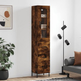 vidaXL Dulap &icirc;nalt, stejar fumuriu, 34,5x34x180 cm, lemn prelucrat
