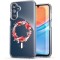 Husa pentru samsung galaxy a15 4g, atasare magnetica, magsafe, pink wreath 19, clear
