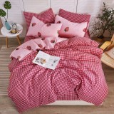 Cumpara ieftin Lenjerie de pat pentru o persoana cu husa elastic pat si 2 fete perna patrata, Kimika, bumbac mercerizat, multicolor