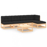 Cumpara ieftin Set mobilier de grădină cu perne, 6 piese, lemn masiv de pin